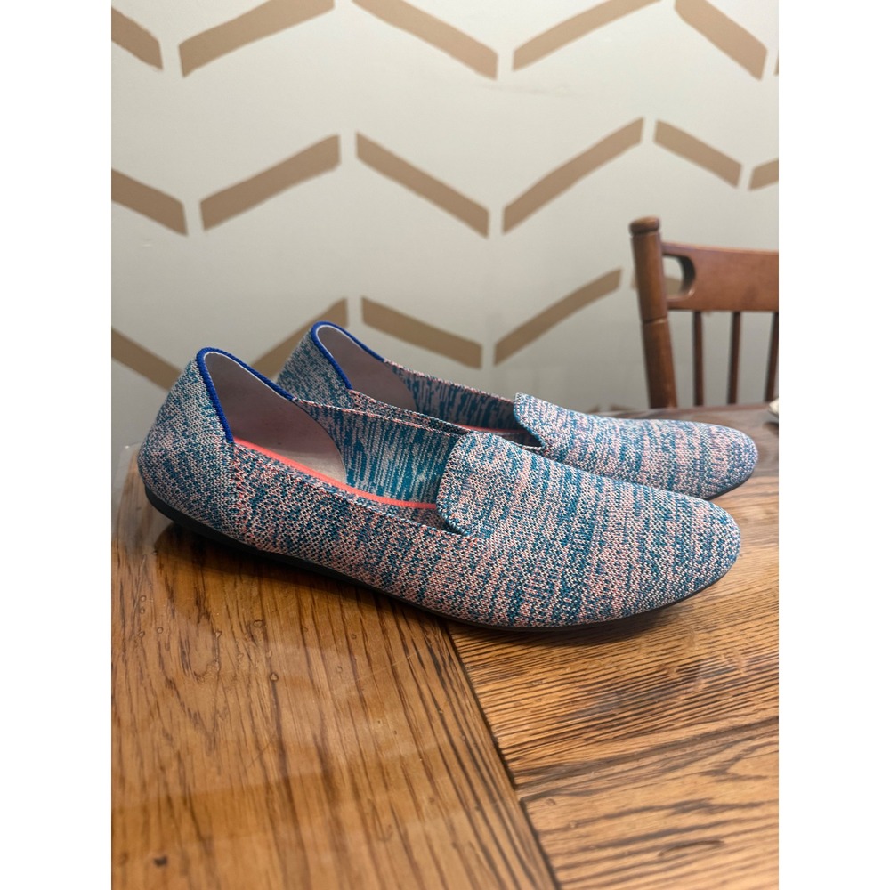 Rothys The Loafer Women Size 11 Blue Pink Multi Color Knit Flats